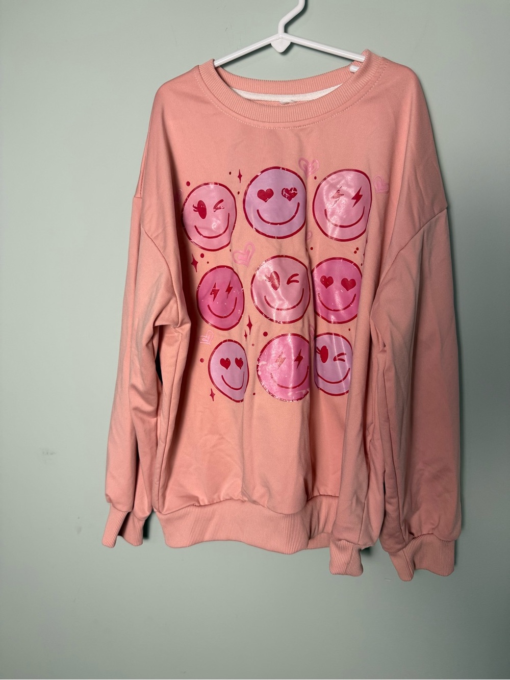 Girls Pink Emoji Crewneck Sweatshirt Size 12